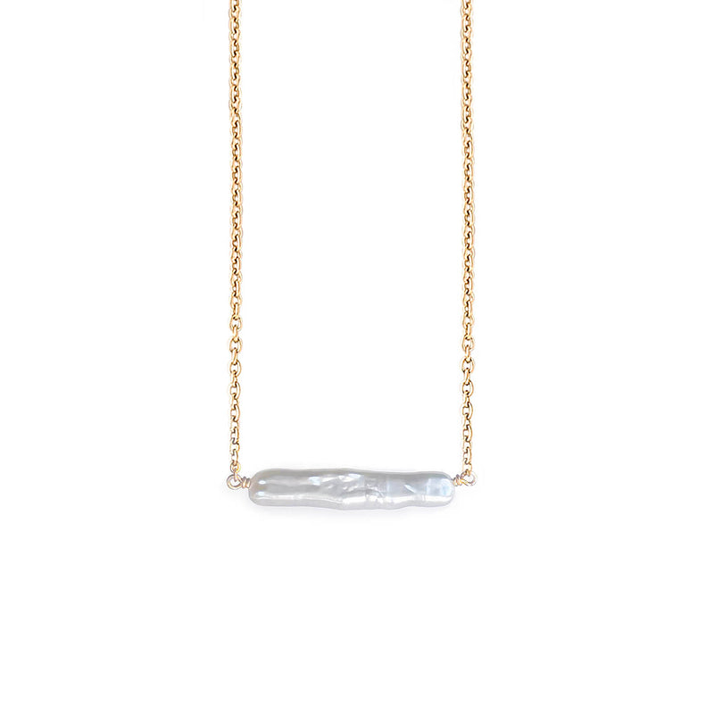 Maris Pearl Bar Necklace in Gold