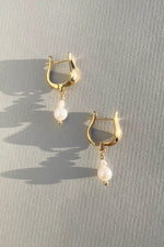 Selene Pearl Huggie Gold