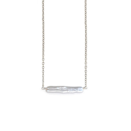 Maris Pearl Bar Necklace in Silver - Astor & Orion