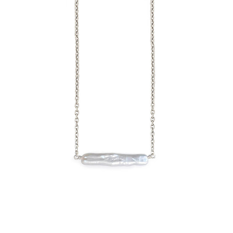 Maris Pearl Bar Necklace in Silver - Astor & Orion