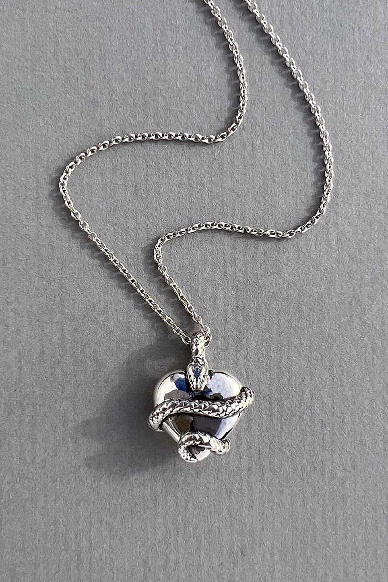 Wise Heart Snake Charm Necklace | Sterling Silver Talisman – Astor