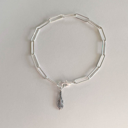 Blaine Paper Clip Bracelet with Melody Charm - Astor & Orion Ethically Made Jewelry