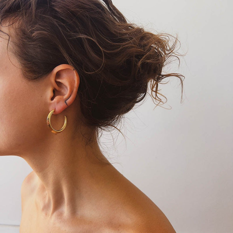 Crescent Hoop Earrings in Gold, Medium - Astor & Orion Ethically Made Jewelry