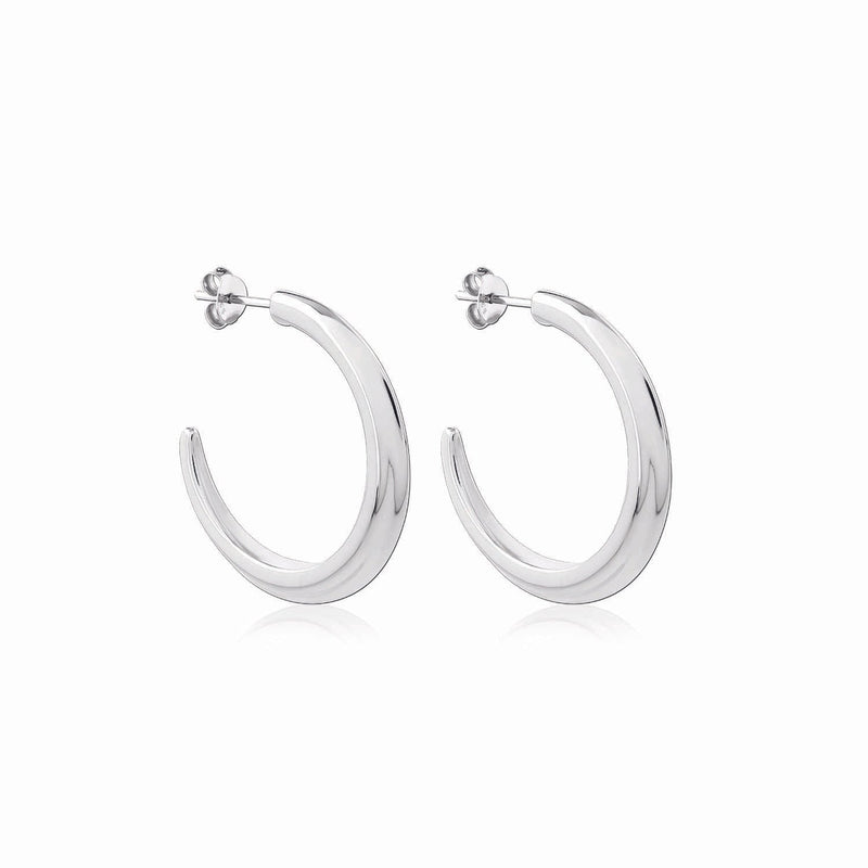 Crescent Hoop Earrings in Silver, Large - Astor & Orion Ethically Made Jewelry