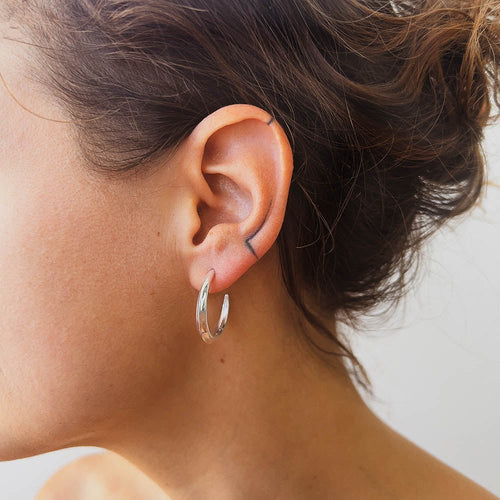 Crescent Hoop Earrings in Silver, Medium - Astor & Orion Ethically Made Jewelry