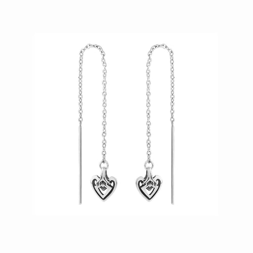 Heart Silver Threader Earring - ASTOR & ORION Ethically Made Jewelry