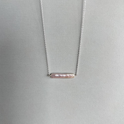 Maris Pearl Bar Necklace in Silver - Astor & Orion