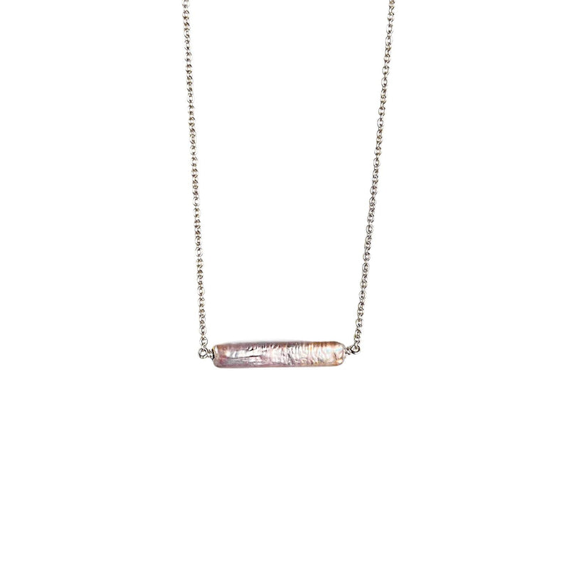 Maris Pearl Bar Necklace in Silver - Astor & Orion